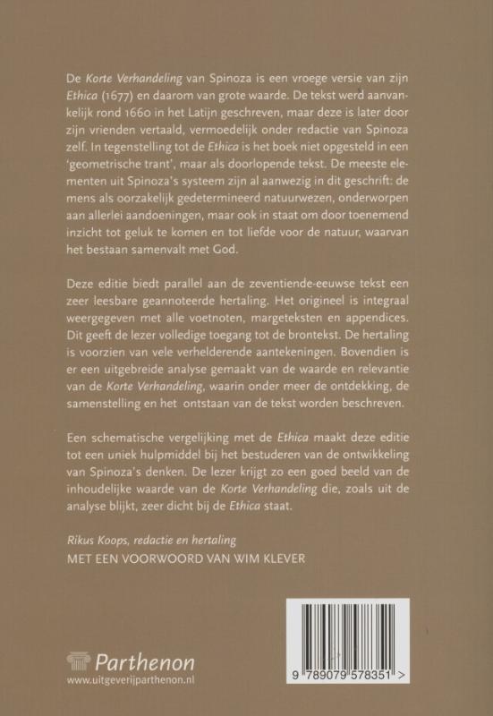 Korte Verhandeling van God, de mens en zijn welstand achterkant