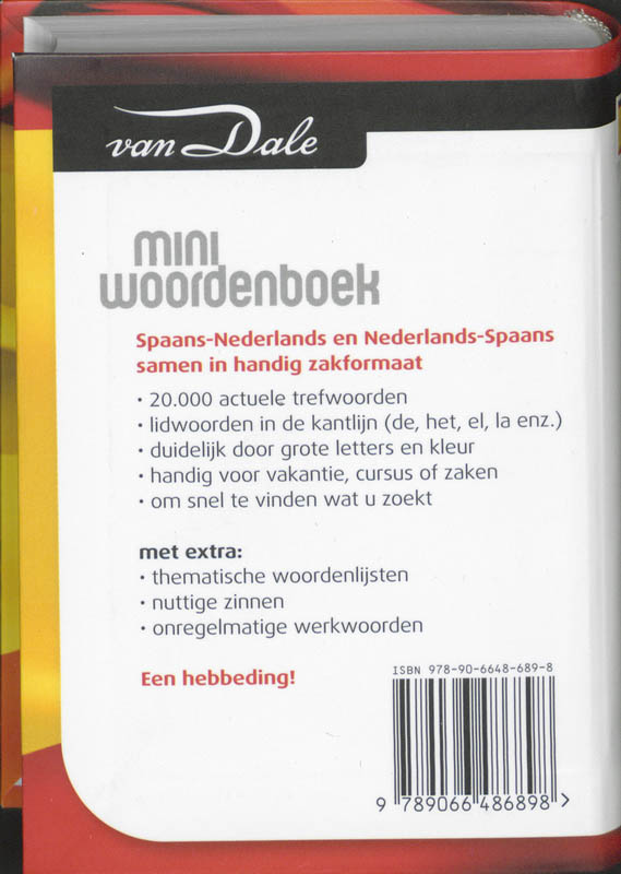 Van Dale Miniwoordenboek Spaans Nederlands Nederlands Spaans achterkant