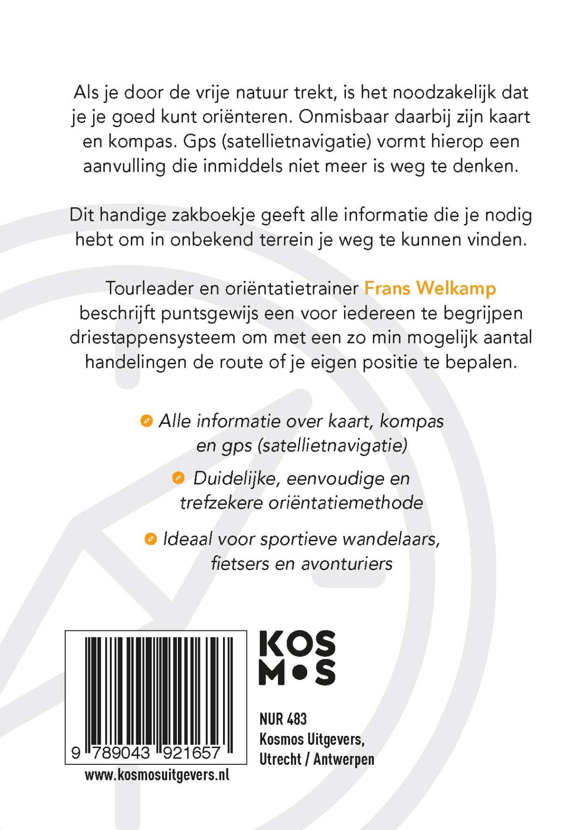 Zakboek kaart, kompas, GPS achterkant