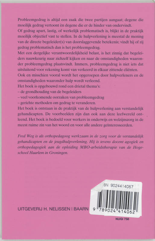 Omgaan met probleemgedrag van verstandelijk gehandicapten / PM-reeks achterkant