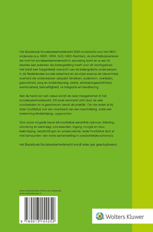 Basisboek Socialezekerheidsrecht 2020 achterkant