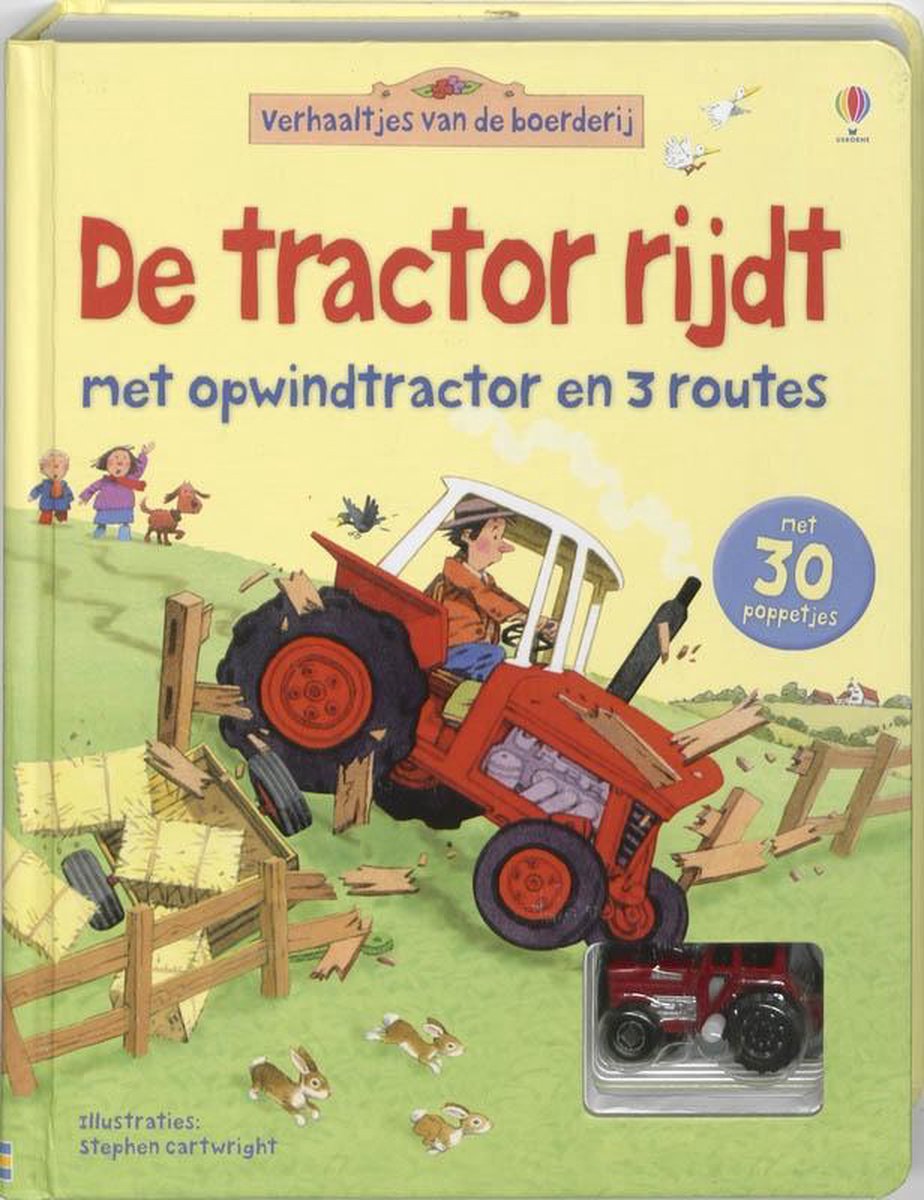 De tractor rijdt + opwindtractor