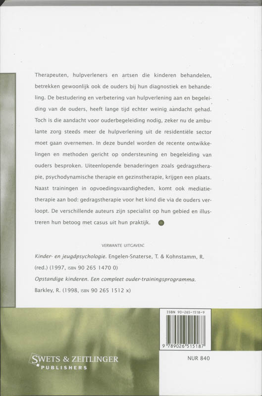 Ouderbegeleiding nader bekeken / Psychologie & praktijk Ouderbegeleiding nader bekeken / Psychologie & praktijk achterkant