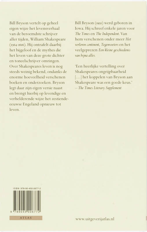 Shakespeare achterkant