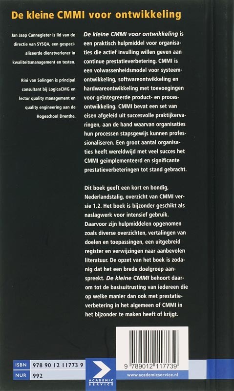 De kleine CMMI voor ontwikkeling achterkant