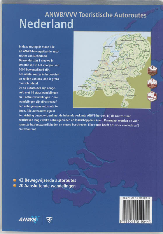 Nederland / ANWB toeristische autoroute achterkant