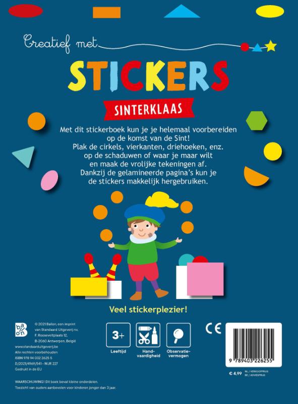 Creatief met stickers Sinterklaas achterkant