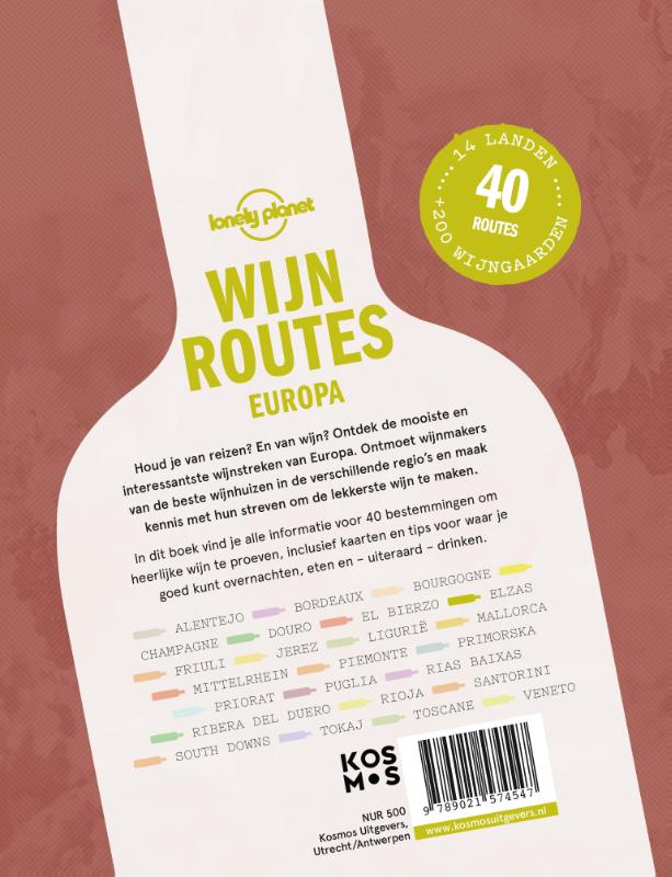 Wijnroutes Europa / Lonely planet achterkant