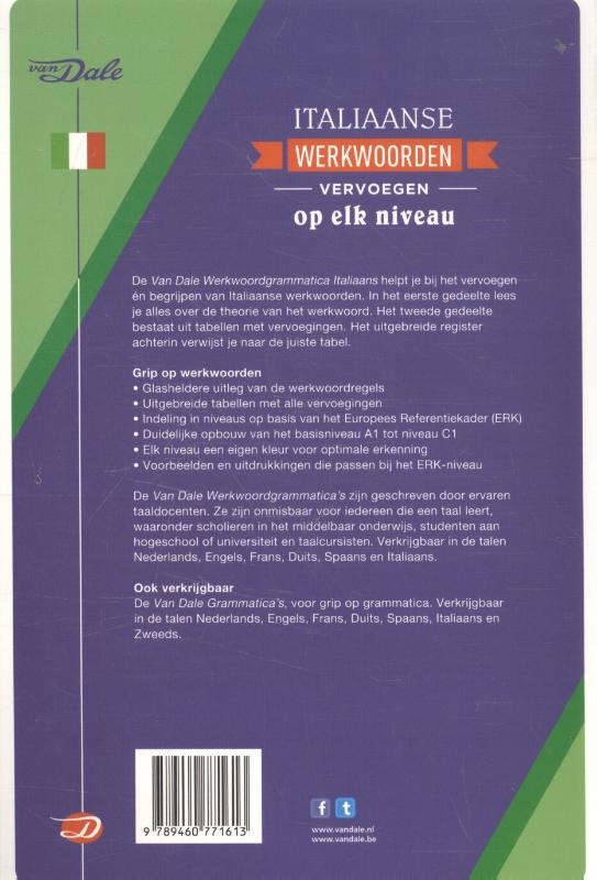 Van Dale werkwoordgrammatica Italiaans / Van Dale werkwoordgrammatica's achterkant