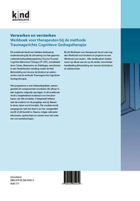 Verwerken en versterken Werkboek voor therapeuten bij de methode traumagerichte cognitieve gedragstherapie achterkant