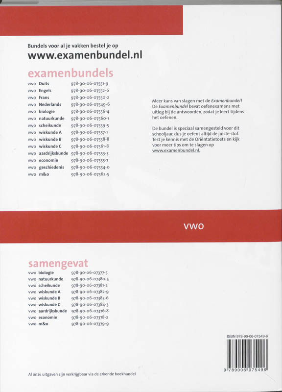 Examenbundel 2009/2010 Vwo Nederlands achterkant