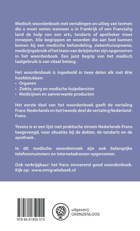 Het Frans medisch woordenboek achterkant
