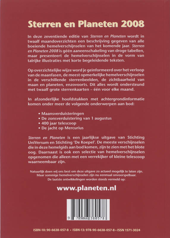 Sterren En Planeten 2008 achterkant