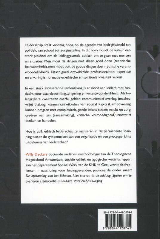 Ethisch leiderschap in organisaties, bedrijven, onderwijs, ... achterkant