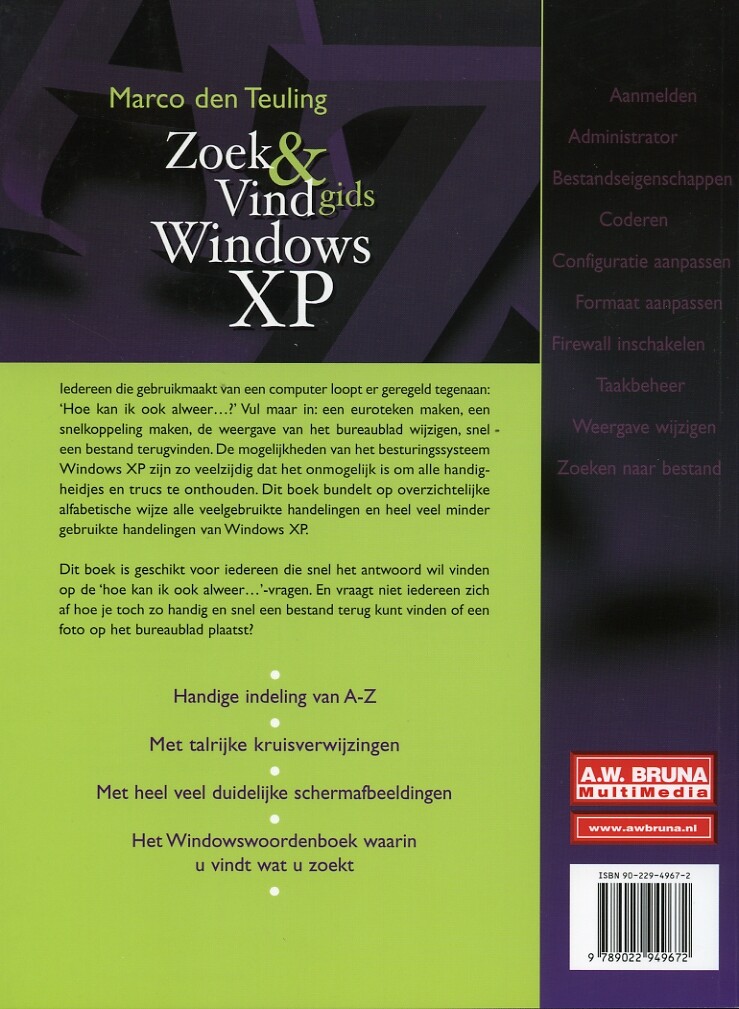 Zoek&Vindgids Windows XP achterkant
