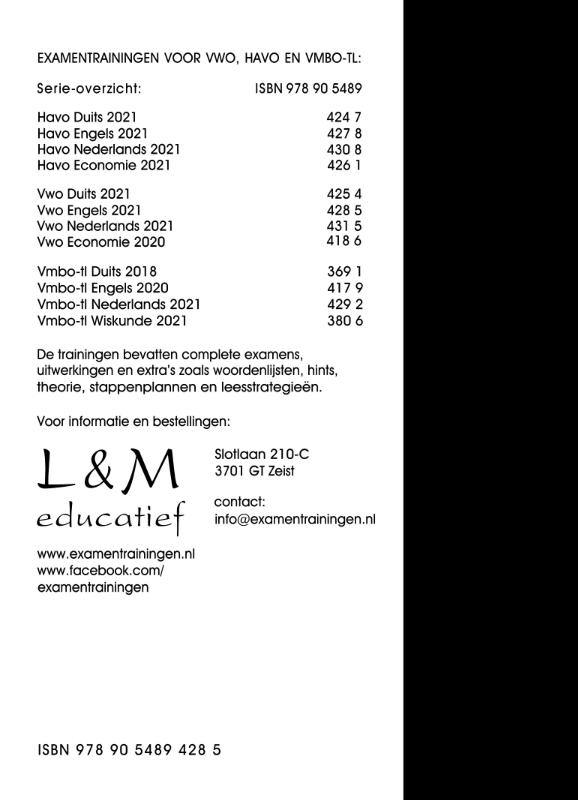 Examentraining Vwo Engels 2021 achterkant