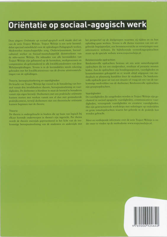 Traject Welzijn - Orientatie sociaal-agogisch werk achterkant