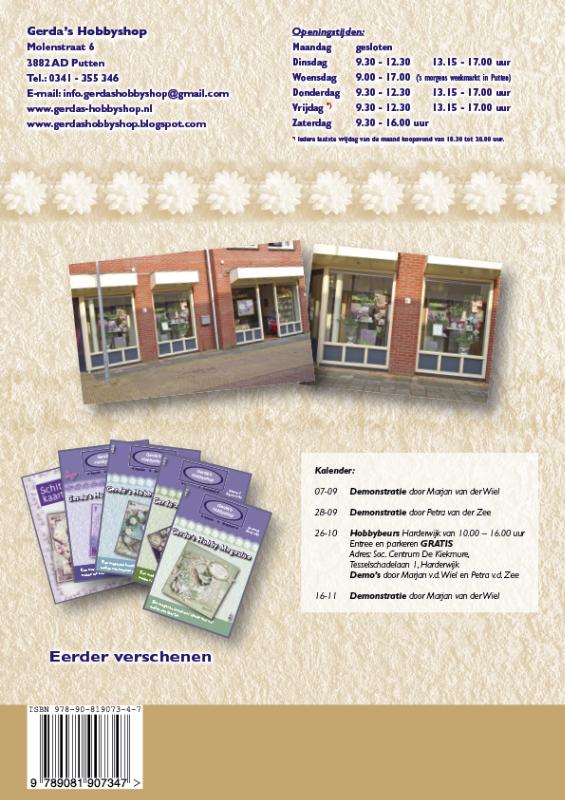 Gerda's hobby Magazine / Nummer 5 Augustus 2013 / Gerda's Hobbyshop achterkant