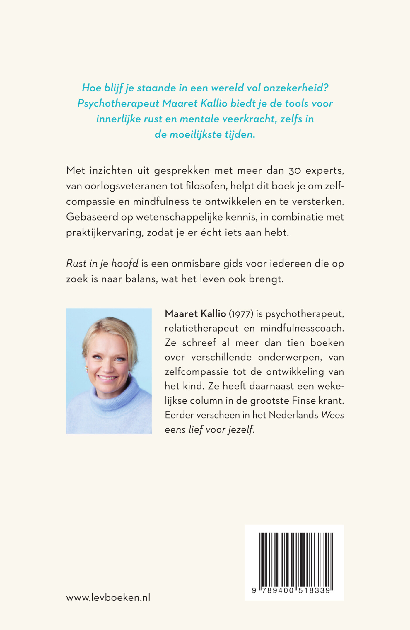 Rust in je hoofd achterkant