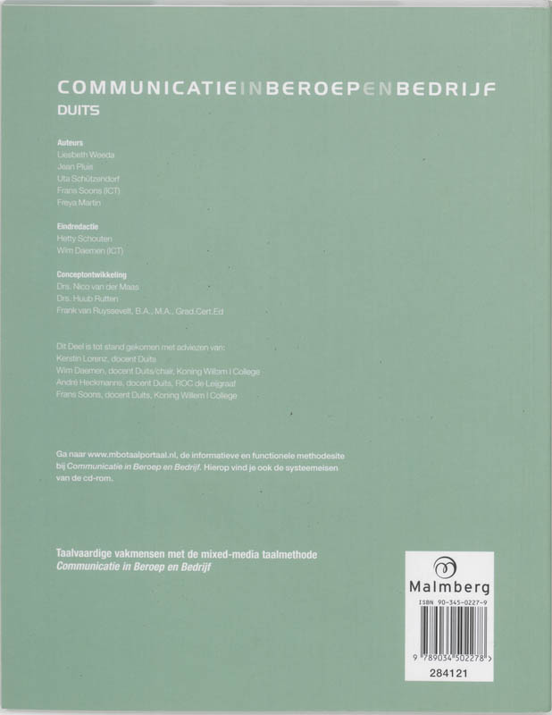 Duits Adminstratie / 1 niveau 3/4 / Communicatie in beroep en bedrijf achterkant