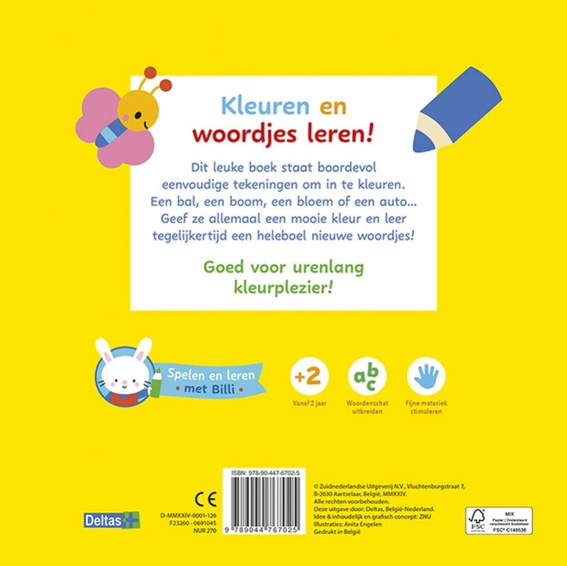 Mijn allereerste kleurboek met woordjes - Spelen en leren met Billi achterkant