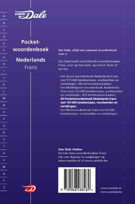 Van Dale Pocketwoordenboek Nederlands-Frans / Van Dale achterkant