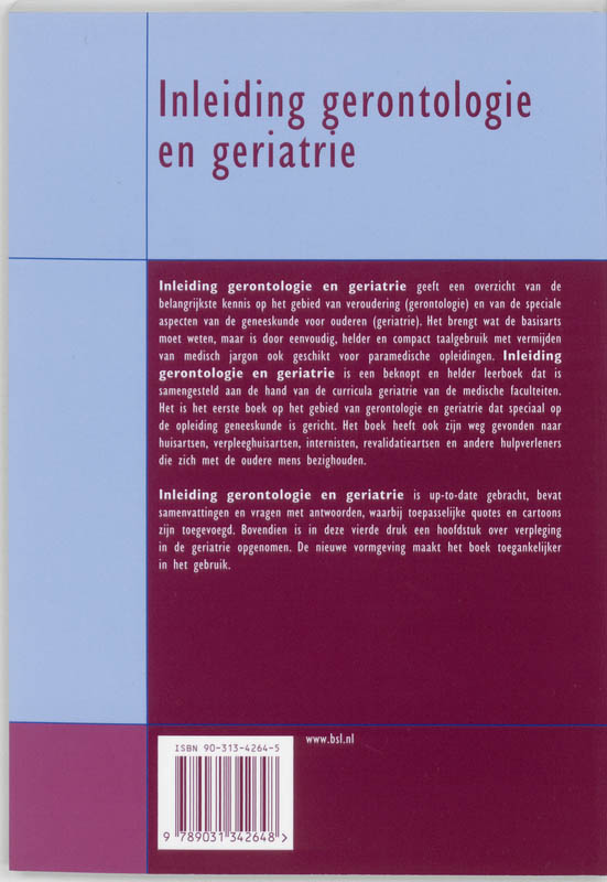 Quintessens  -   Inleiding gerontologie en geriatrie achterkant