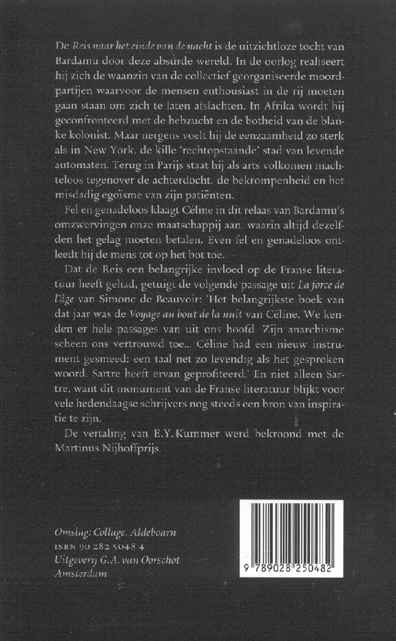 Reis naar het einde van de nacht / Franse Bibliotheek achterkant