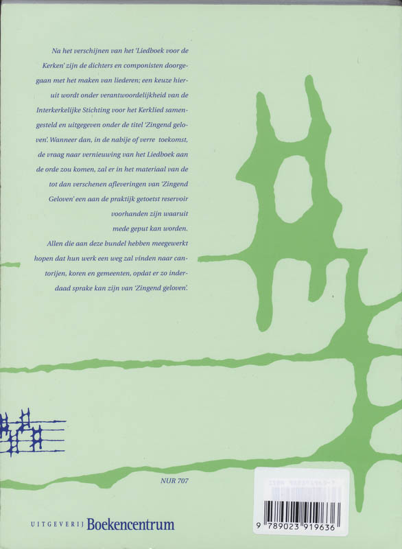 MUZIEKBOEK ZINGEND GELOVEN 1 en 2 meerstemmig achterkant