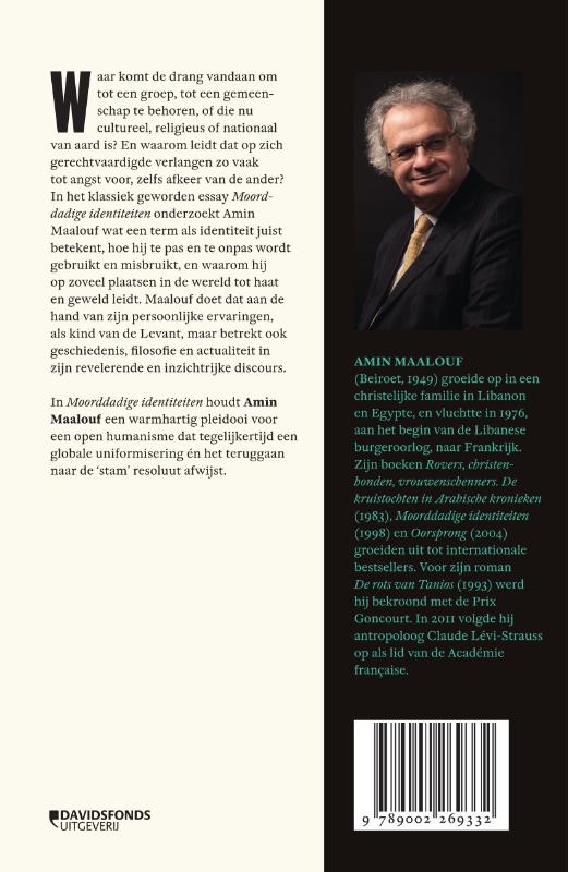 Moorddadige identiteiten / Davidsfonds essays achterkant