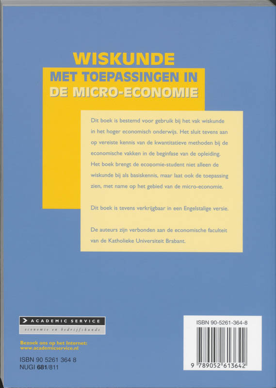 Wiskunde met toepassingen in de micro-economie achterkant