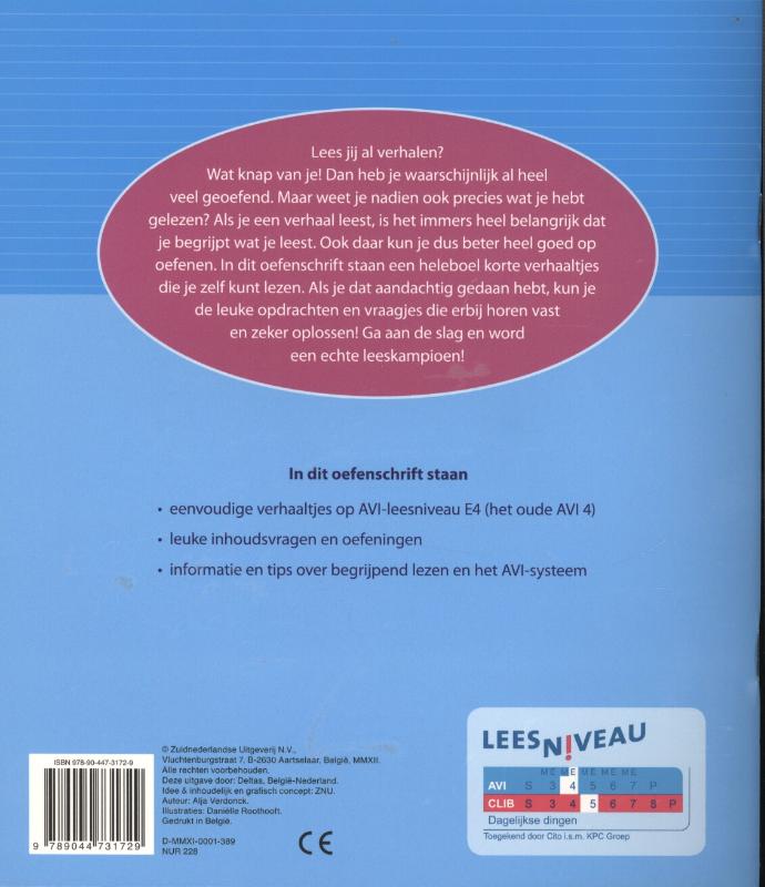 Oefenschrift begrijpend lezen (AVI:4 AVI nieuw: E4) (blauw) / Oefenschrift begrijpend lezen achterkant