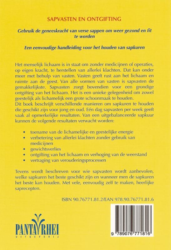 Sapvasten en ontgifting Sapvasten en ontgifting achterkant