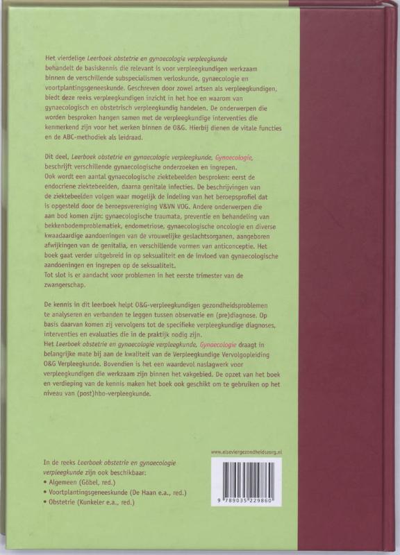 Leerboek obstetrie en gynaecologie verpleegkunde 4 Gynaecologie achterkant