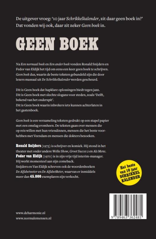 Geen boek achterkant