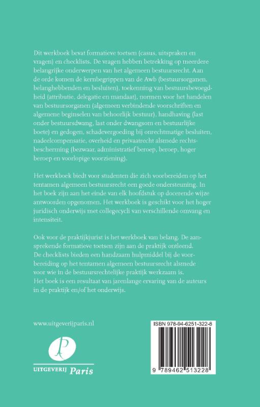 Werkboek Algemeen bestuursrecht achterkant