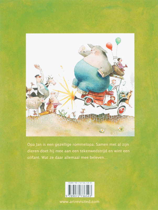 Opa Jan wint een olifant Jan achterkant