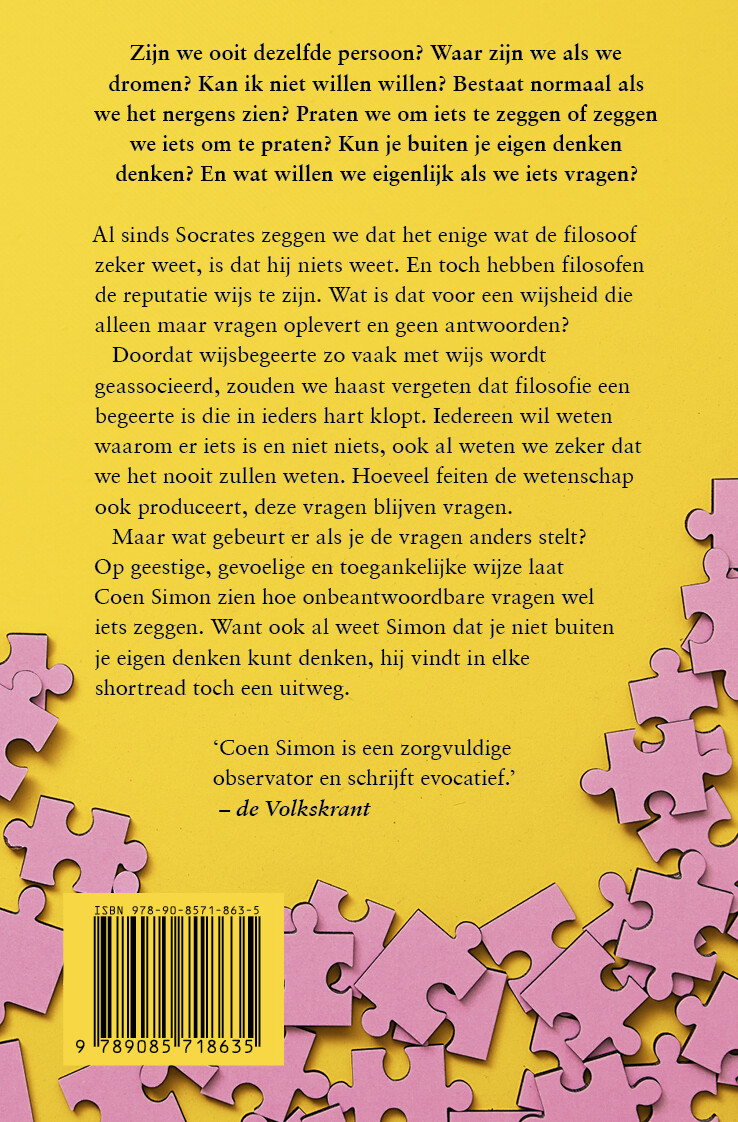 Kun je buiten je eigen denken denken? achterkant