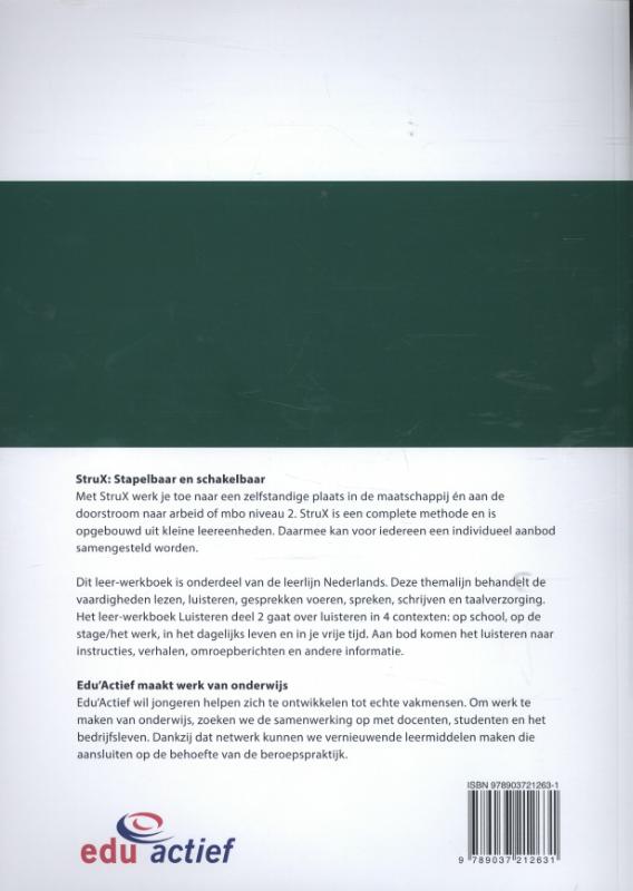 Nederlands luisteren voor 1F / Voor 1F; Deel 2 van 2 / StruX Nederlands luisteren voor 1F / Voor 1F; Deel 2 van 2 / StruX achterkant