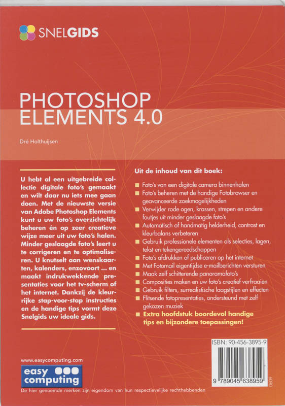 Snelgids Photoshop Elements 4.0 achterkant