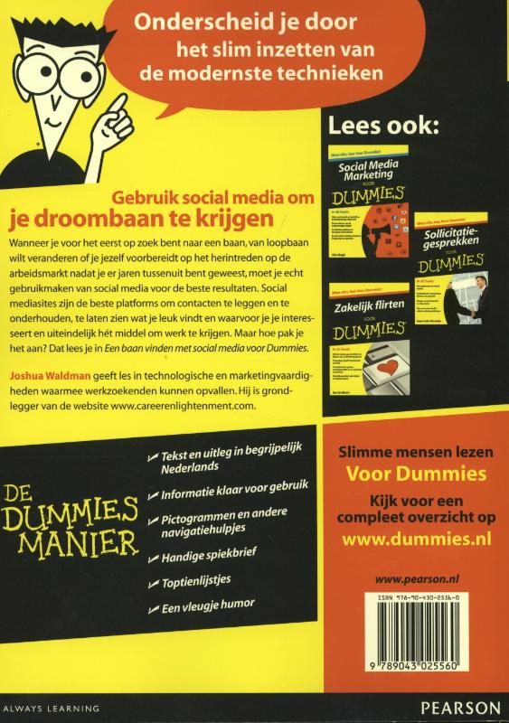 Een baan vinden met social media voor Dummies / Voor Dummies Een baan vinden met social media voor Dummies / Voor Dummies achterkant
