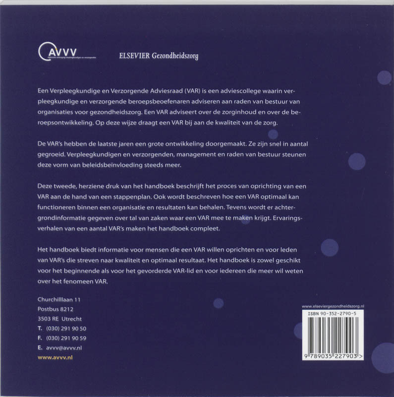 Handboek verpleegkundige en verzorgende adviesraden achterkant