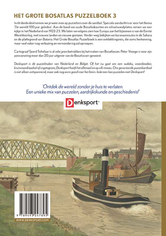 Denksport - Het Grote Bosatlas Puzzelboek - 100 jaar geleden Denksport - Het Grote Bosatlas Puzzelboek - 100 jaar geleden achterkant