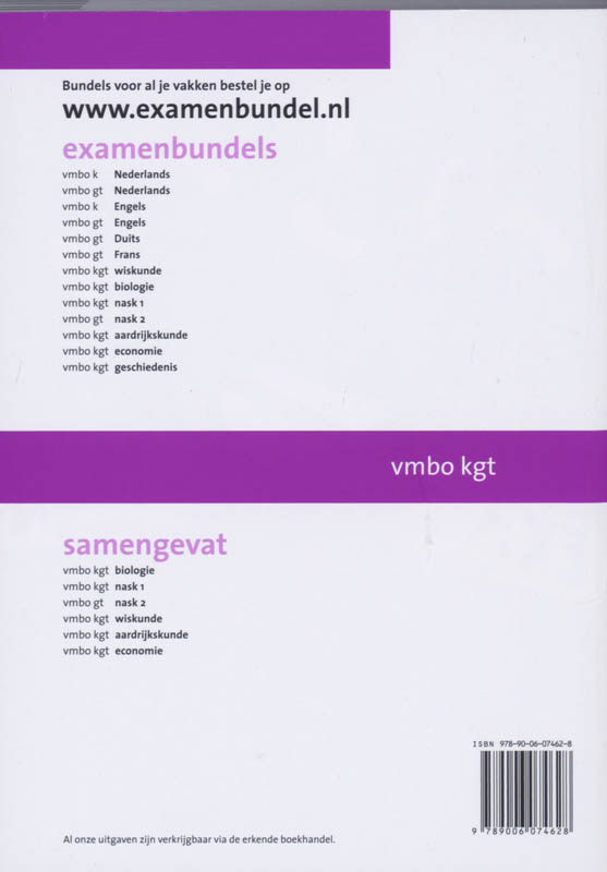 Examenbundel Biologie Vmbo-KGT 2008/2009 achterkant