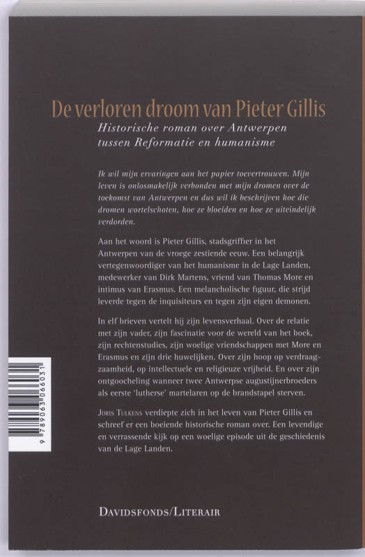 De Verloren droom van Pieter Gillis achterkant