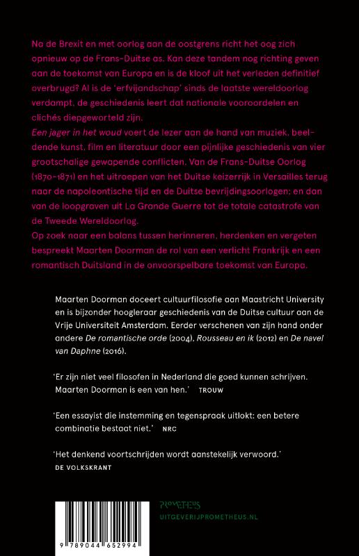 Een jager in het woud achterkant