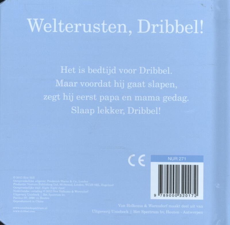 Welterusten, Dribbel! / Dribbel kartonboekjes achterkant