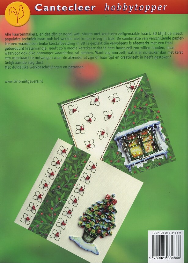 Kerstkaarten met kralenrandjes / Cantecleer hobbytopper achterkant