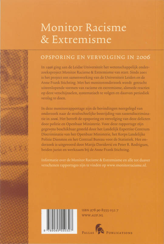 Monitorproject Racisme & Extremisme / Pallas Publications achterkant