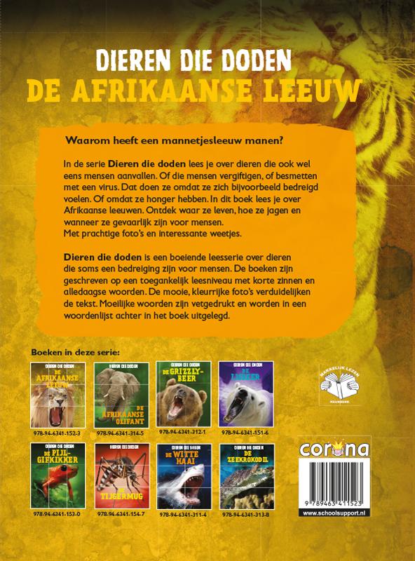 De Afrikaanse leeuw / Dieren die doden achterkant